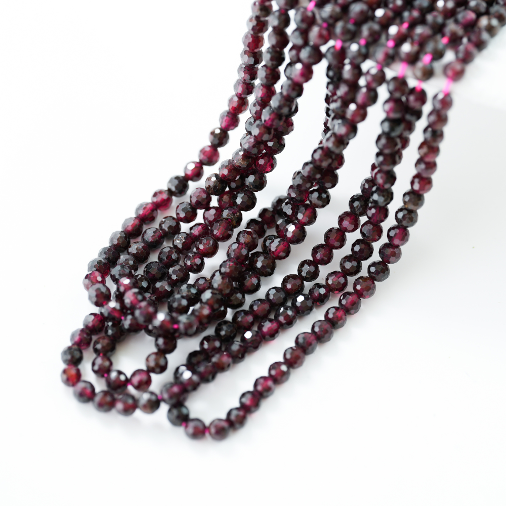 Krystal,Diamantslebet Rund, 4mm/39cm，Hel Streng - Purpur‌