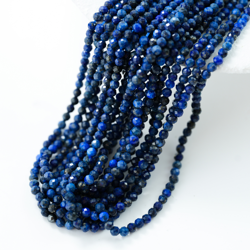 Lapis Lazuli‌,Diamantslebet Rund, 3.5mm/38cm，Hel Streng
