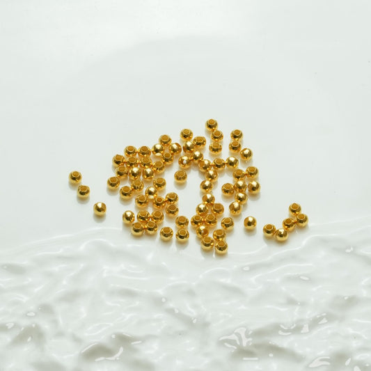 Mellemperle 3mm runde perler,Sølvbelagt, 18kt guldbelagte, 10stk