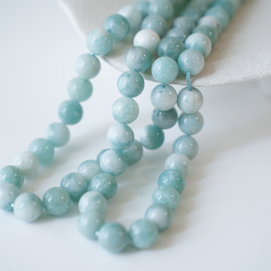 Green Angelite，10mm rund/37cm, Hel Streng