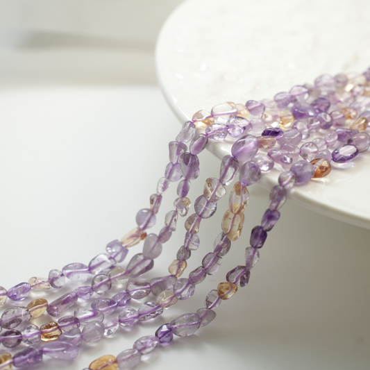 Naturlige krystalperler，5-10mm/36cm，Hel Streng - Viol