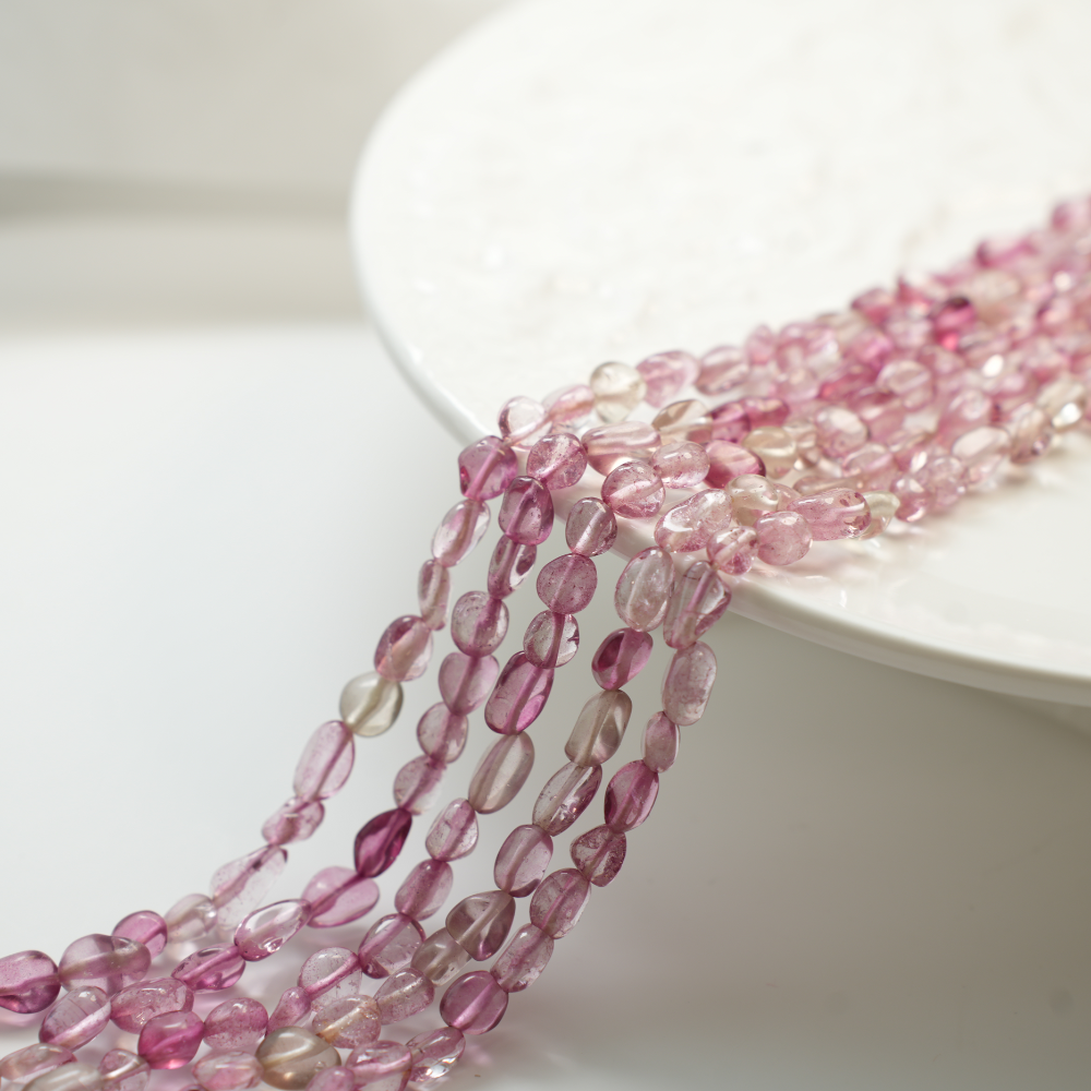 Naturlige krystalperler，5-10mm/39cm，Hel Streng - Granatæble