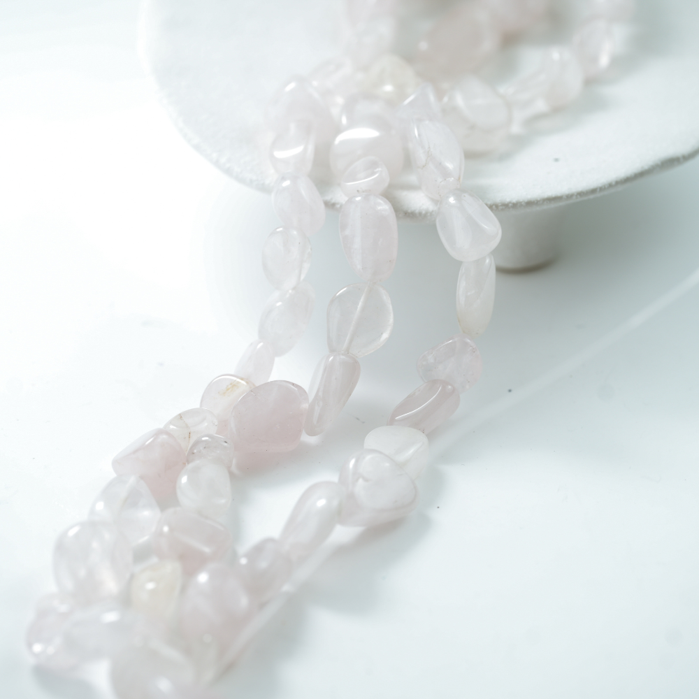 Naturlige rå krystallerpink，10-25mm/37cm，Hel Streng- ‌Lyse pink