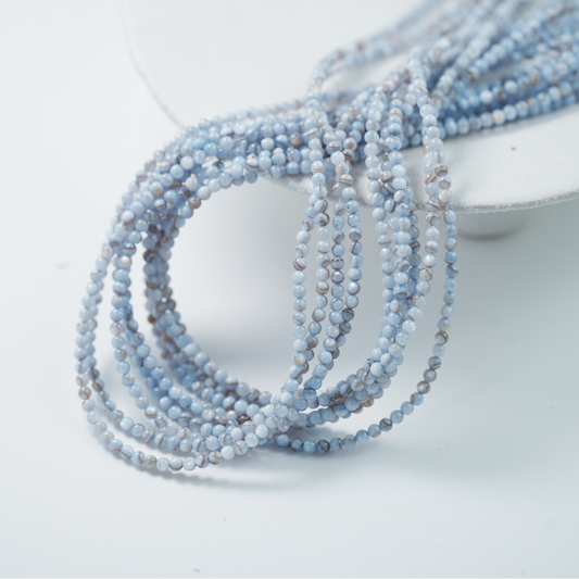 Naturlige skal perler,3mm rund, hel streng 38cm - Aqua