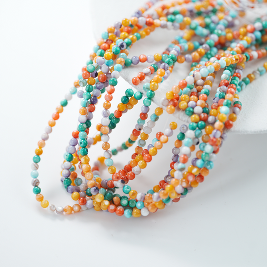Naturlige skal perler,4mm rund, hel streng 38cm - Mix
