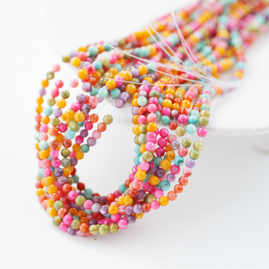 Naturlige skal perler,4mm rund, hel streng 38cm - Mix