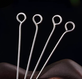 Perlestave m/1 perle, 50x0,5 mm, hoved 1,5 mm, 925s, 2 stk.