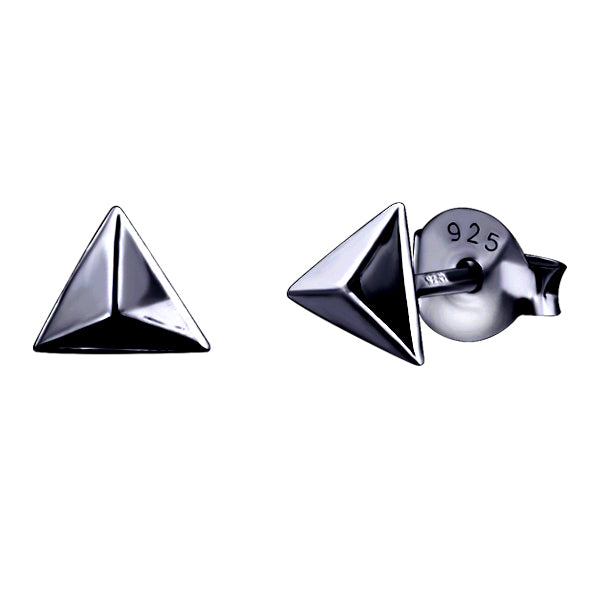 Plain Pyramide Ear Studs Black