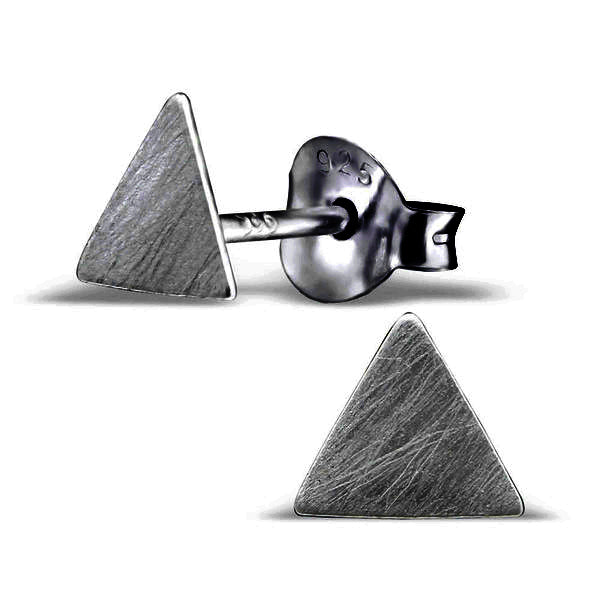 Brushed Triangle Ear Studs Black