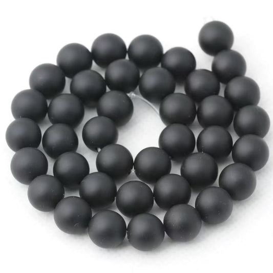 Sort onyx, mat, 13 mm, 1 stren