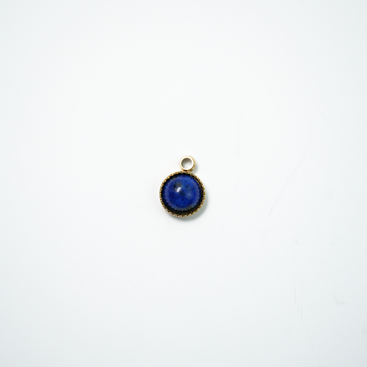 Vedhæng, m. sodalit sten ca. 5.4 x7.2 mm, FG, 1 stk.rustfrit stål forgyldt med 18K guld, vandfast