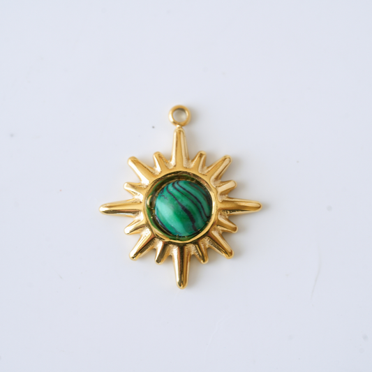 Vedhæng med indstillede ædelstene,FG,20*17.5mm,1 stk.‌- Turkis