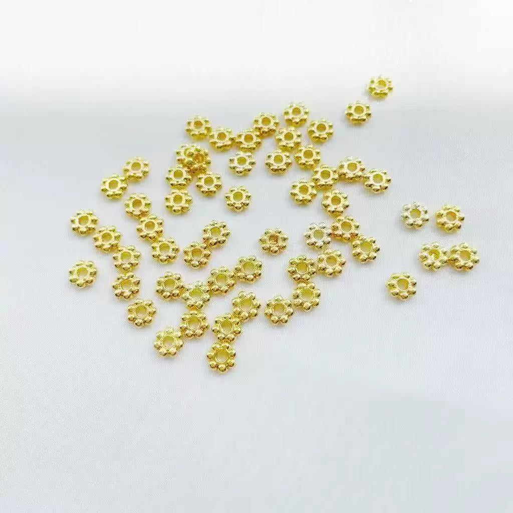 Mellemperle,  blomst , ca. 4mm, 14K FG, 30 stk.