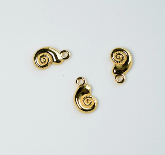 Konkylie-medaljon,6×8 mm,SøLvbelagt, 18Kt Guldbelagte, 1 stk.