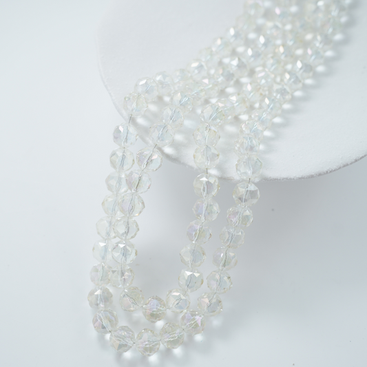 Zirkon,Diamantslebet Rund, 11*11.5mm/55cm，Hel Streng - Hvid