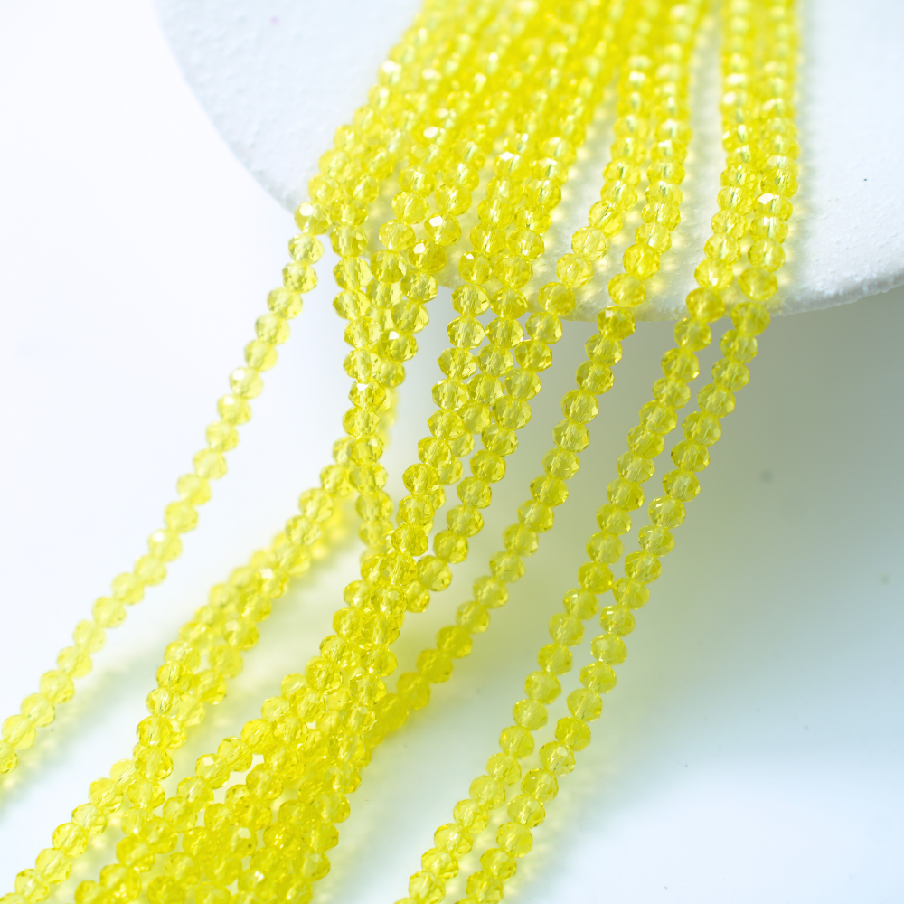 Zirkon,Diamantslebet Rund, 4.5*3.5mm/39cm，Hel Streng - Pastel Gul
