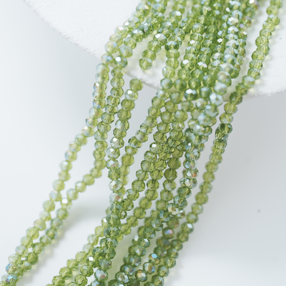 Zirkon,Diamantslebet Rund, 4.5*3.5mm/40cm，Hel Streng - Guld