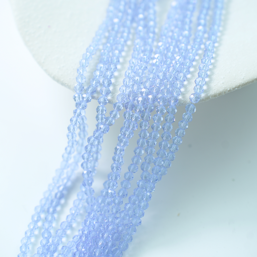 Zirkon,Diamantslebet Rund, 4.5*3.5mm/40cm，Hel Streng - lys lilla