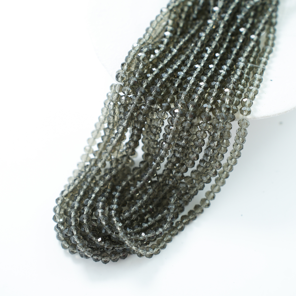 Zirkon,Diamantslebet Rund, 6*5mm/40cm，Hel Streng - Grå