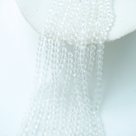 Zirkon,Diamantslebet Rund, 6*5mm/40cm，Hel Streng - Hvid