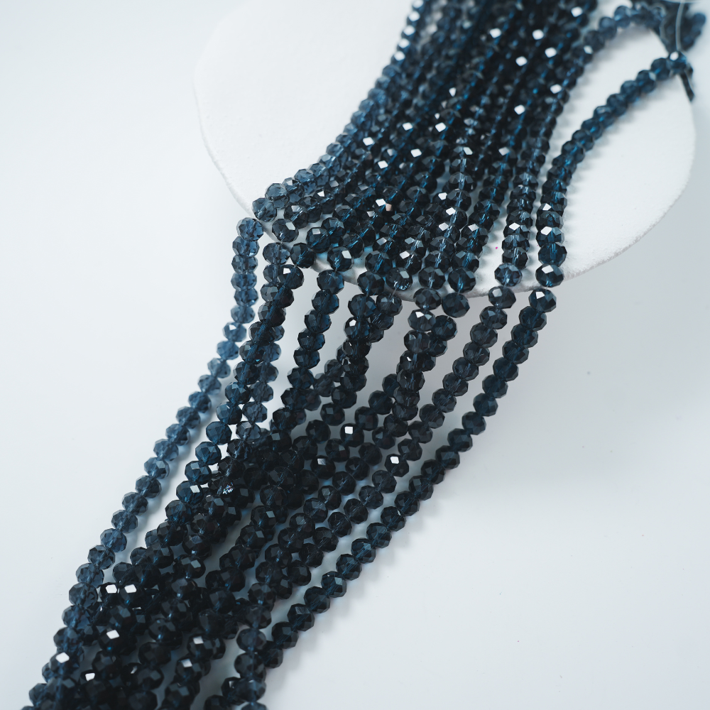 Zirkon,Diamantslebet Rund, 6*7.5mm/38cm，Hel Streng - Antracit