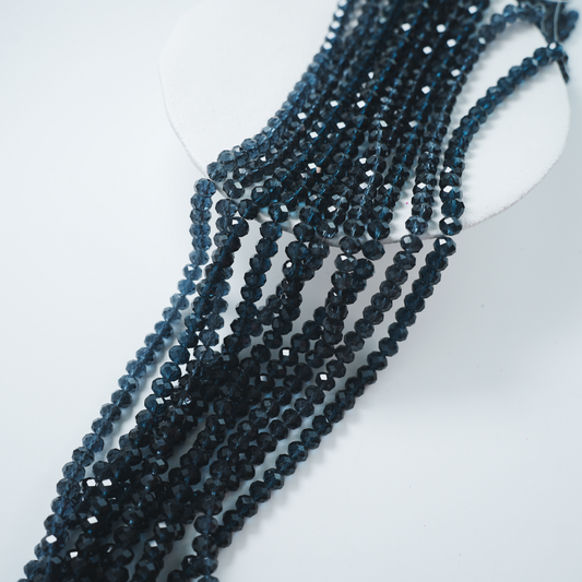 Zirkon,Diamantslebet Rund, 6*7.5mm/38cm，Hel Streng - Antracit