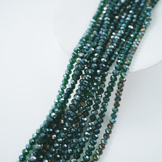 Zirkon,Diamantslebet Rund, 6*8mm/39cm，Hel Streng - Guld med iriserende effekt‌