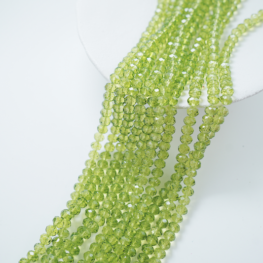 Zirkon,Diamantslebet Rund, 6*8mm/42cm，Hel Streng - Støvet Grøn