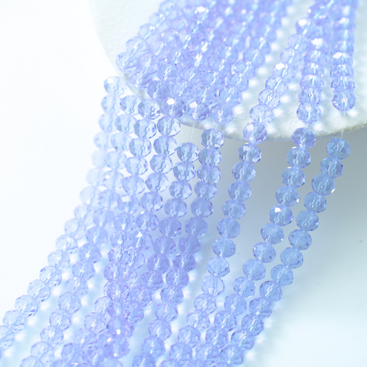Zirkon,Diamantslebet Rund, 7.5*6.5mm/40cm，Hel Streng - lys lilla