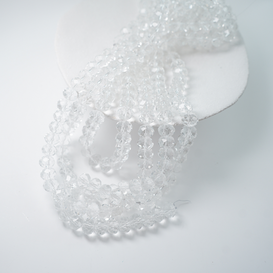 Zirkon,Diamantslebet Rund, 8*10mm/52cm，Hel Streng - Hvid