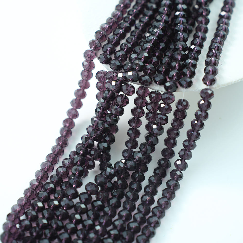 Zirkon,Diamantslebet Rund, 8*6.5mm/39cm，Hel Streng - Amethyst Lilla