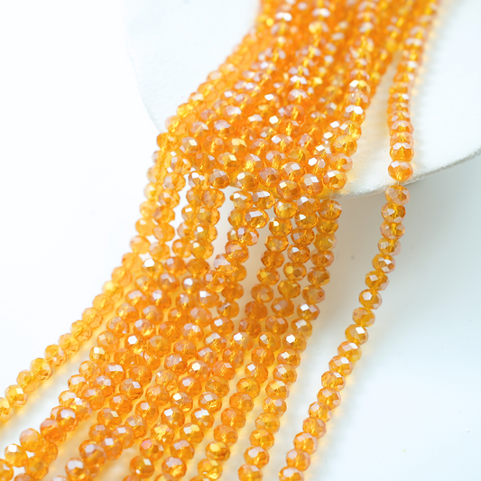 Zirkon,Diamantslebet Rund, 8*6.5mm/40cm，Hel Streng - Warm Orange
