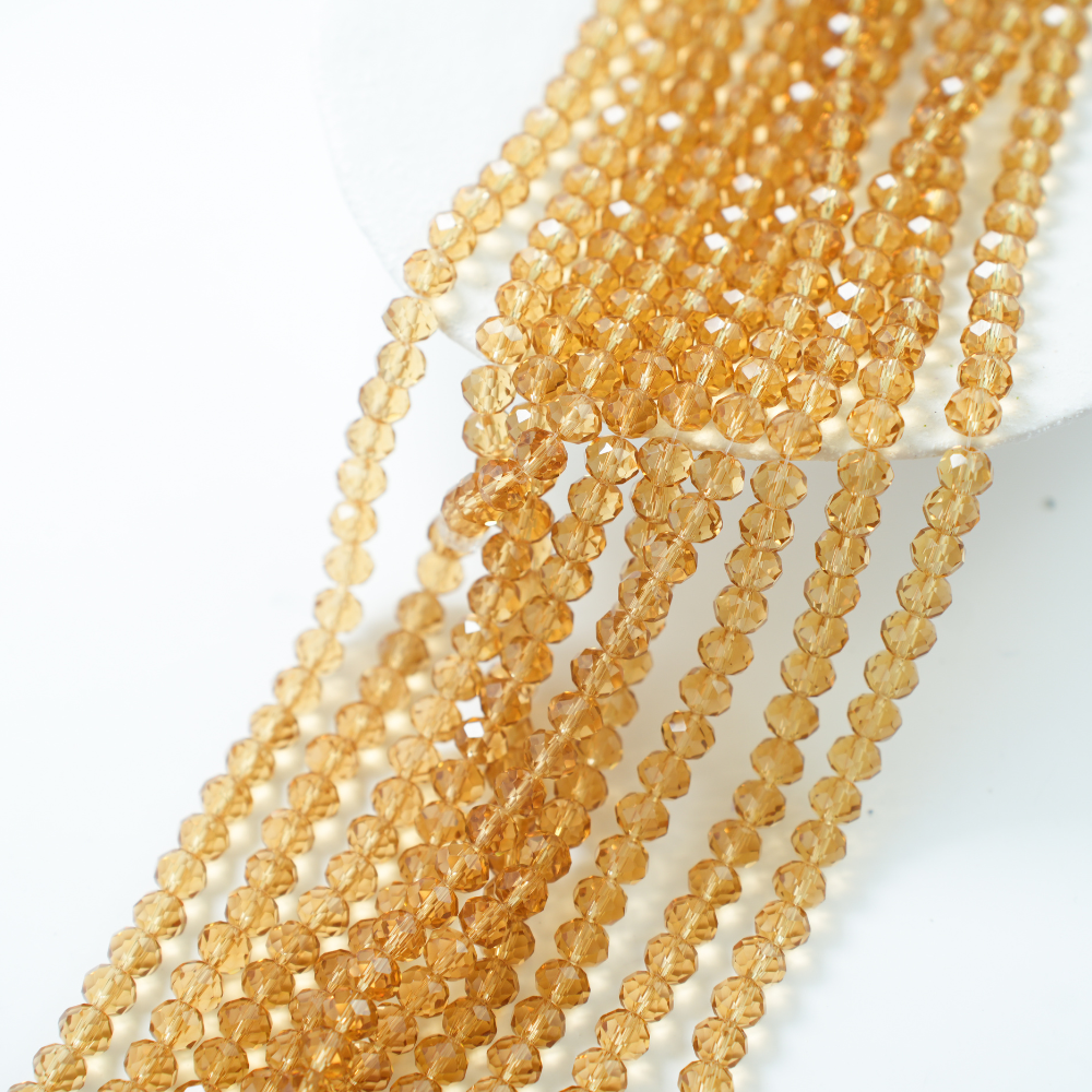 Zirkon,Diamantslebet Rund, 8*7mm/40cm，Hel Streng - Brun