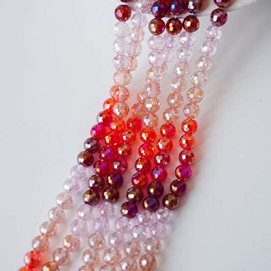 Zirkon,Diamantslebet Rund,8mm/37cm，Hel Streng - Mix2