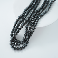 Zirkon,Diamantslebet Rund, 9.5*9.5mm/35cm，Hel Streng - Sort metallisk