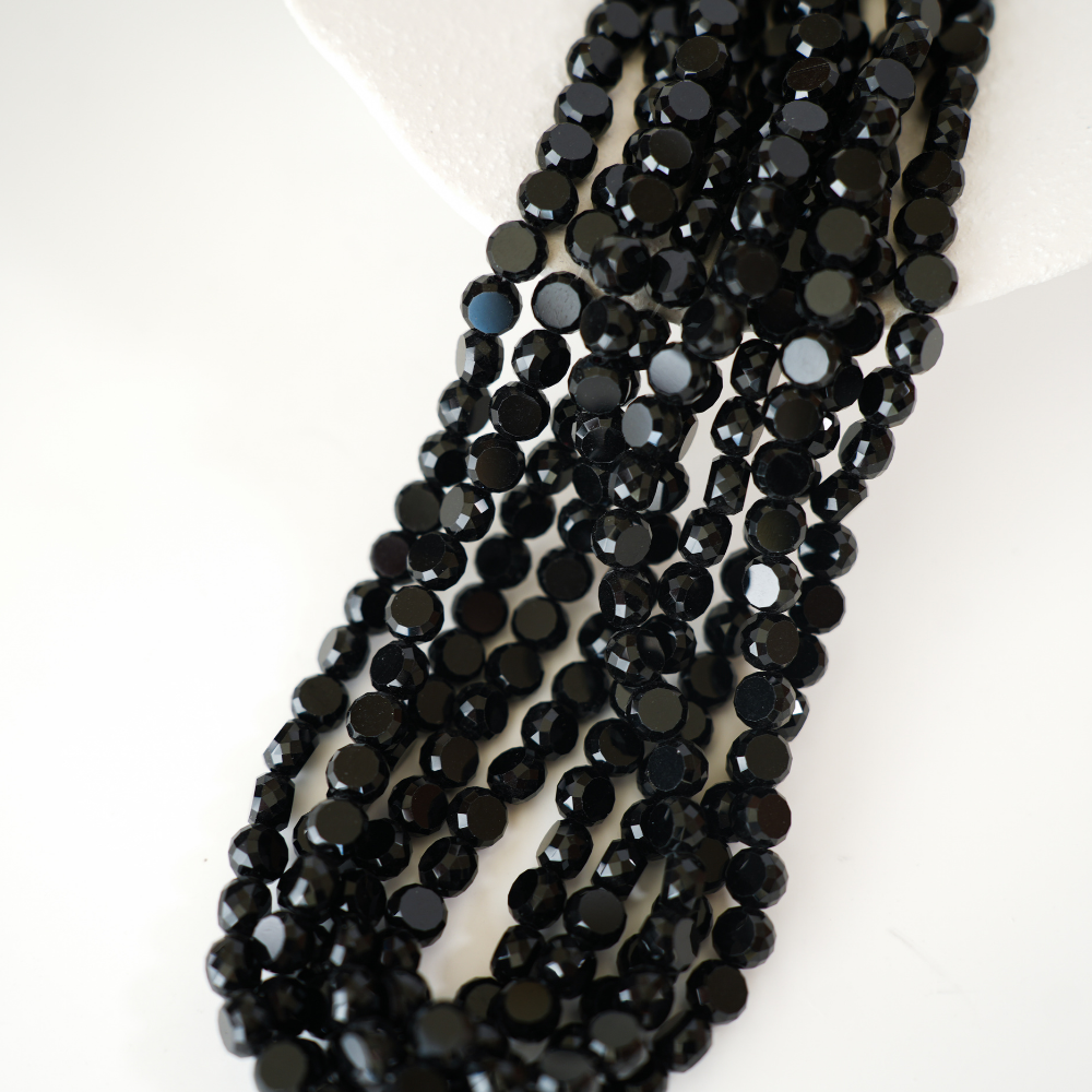 Zirkon,Facetslebne mønter, 8mm/75cm，Hel Streng - Sort