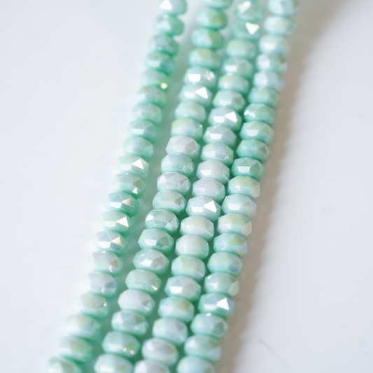 Zirkon,Facetslebne rondeller， Macron, 8mm/39cm，Hel Streng - Lysegrøn