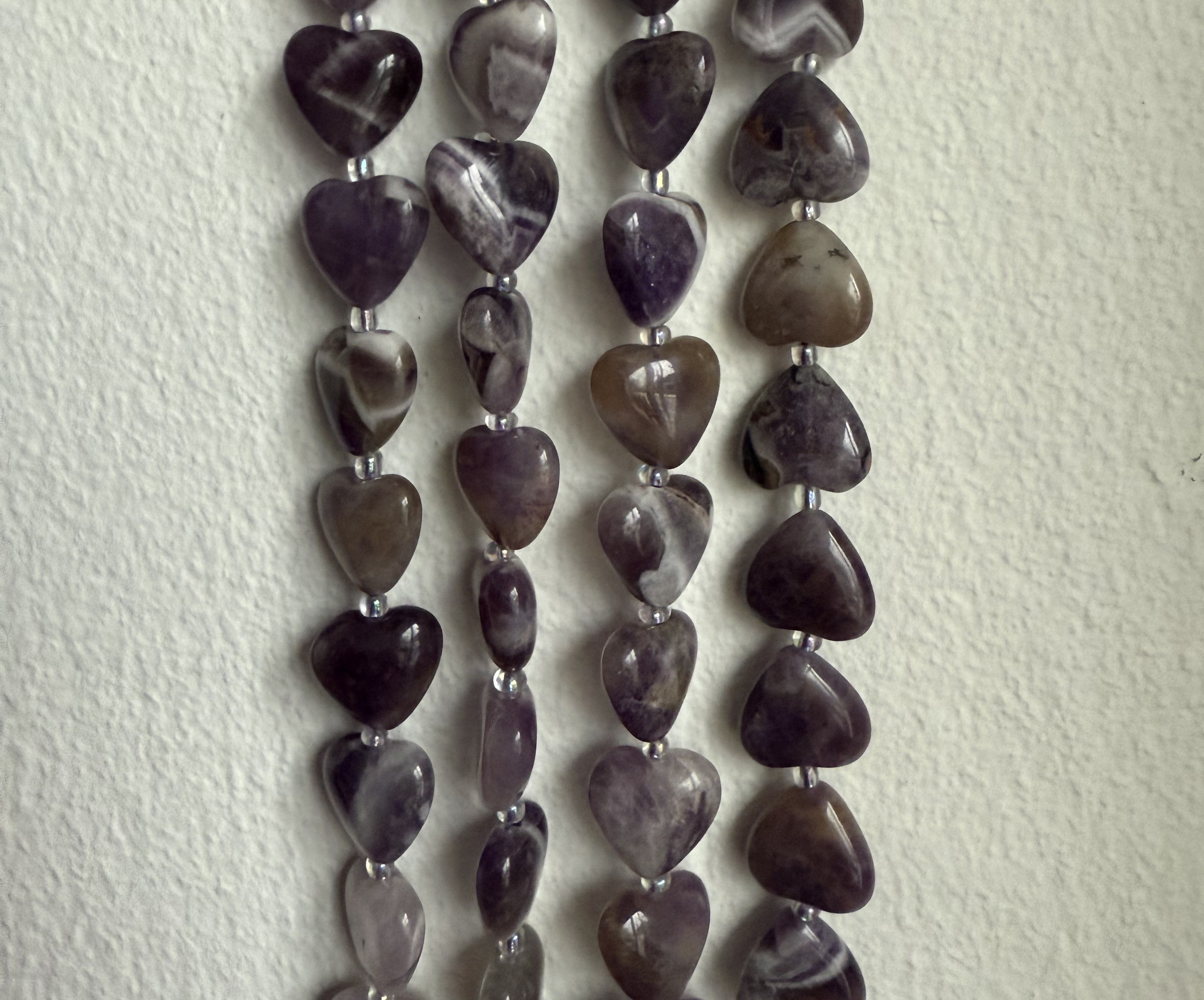 Amethyst, hjerte, ca. 14x15 mm, 1 streng