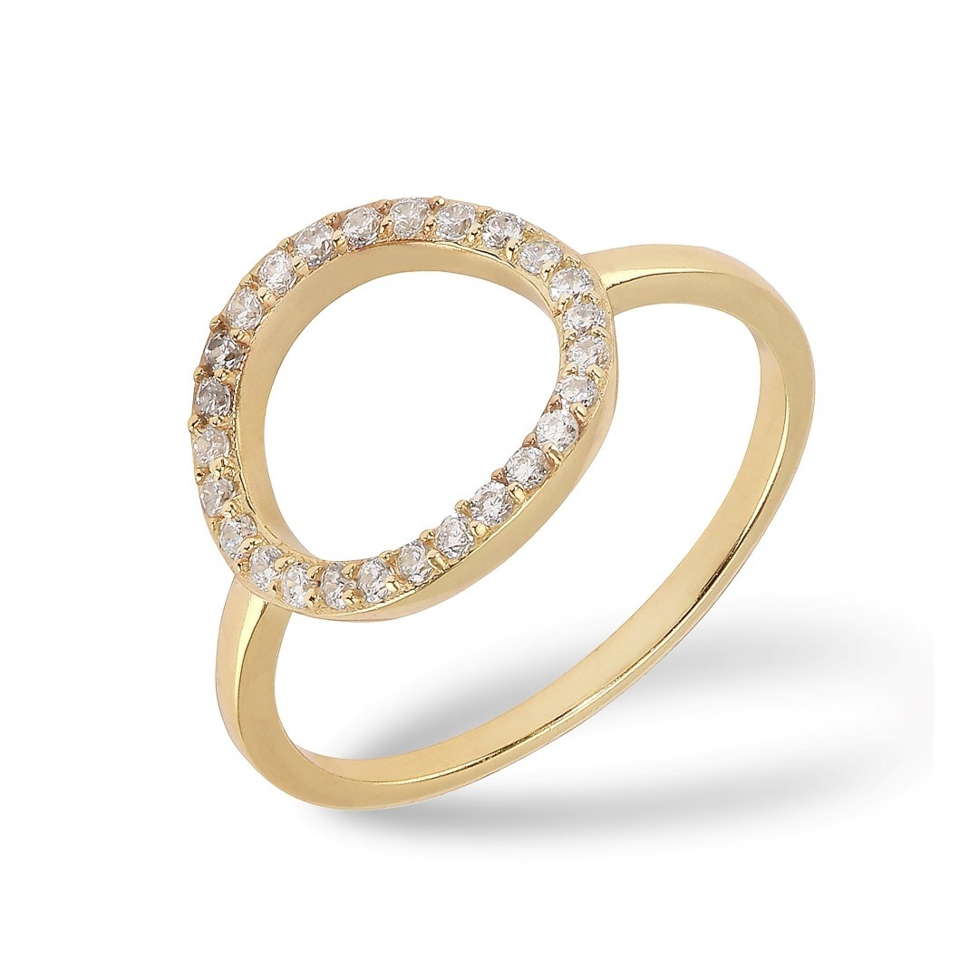 Cirkel Ring Zirkonia Gold
