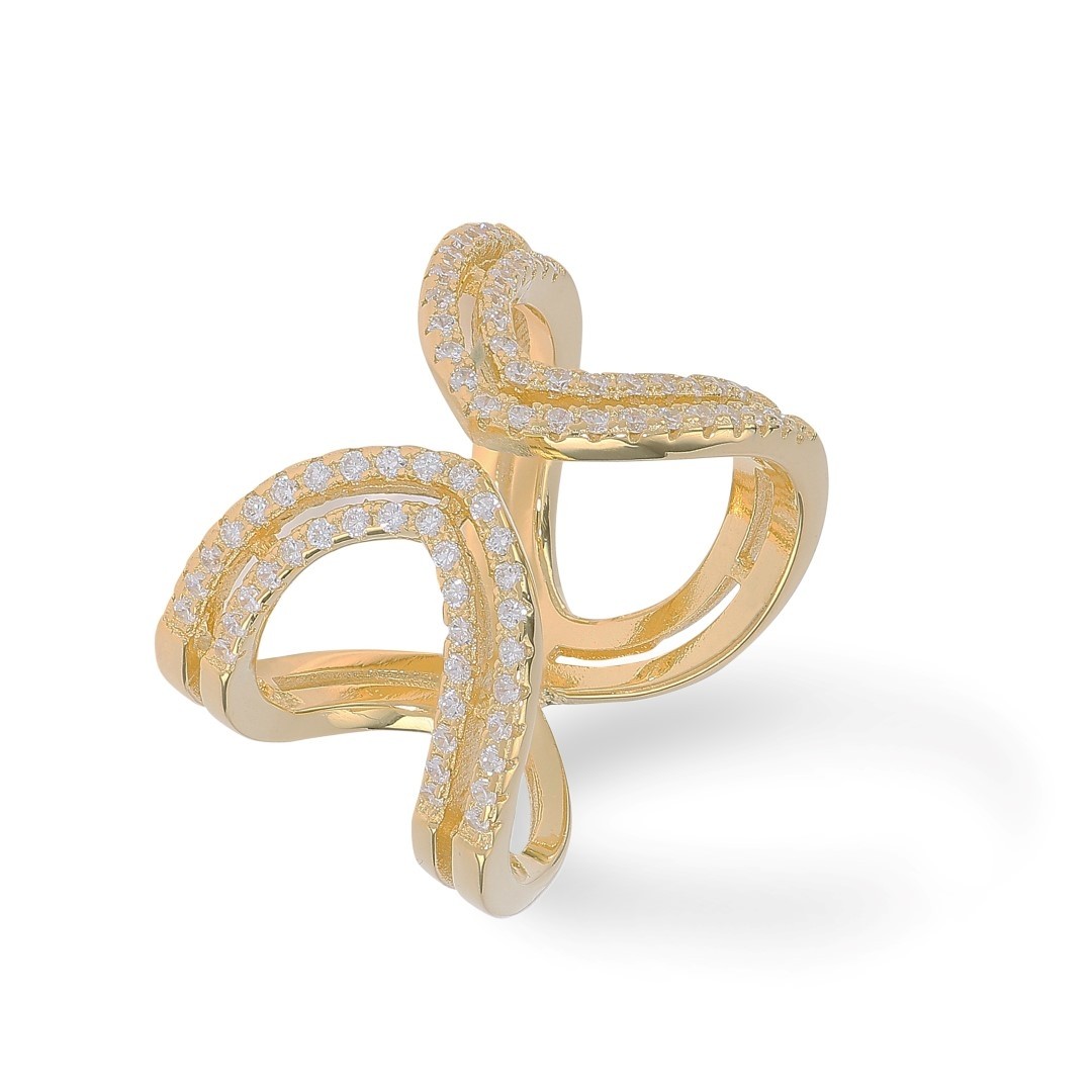 Double Ring Zirkonia Gold