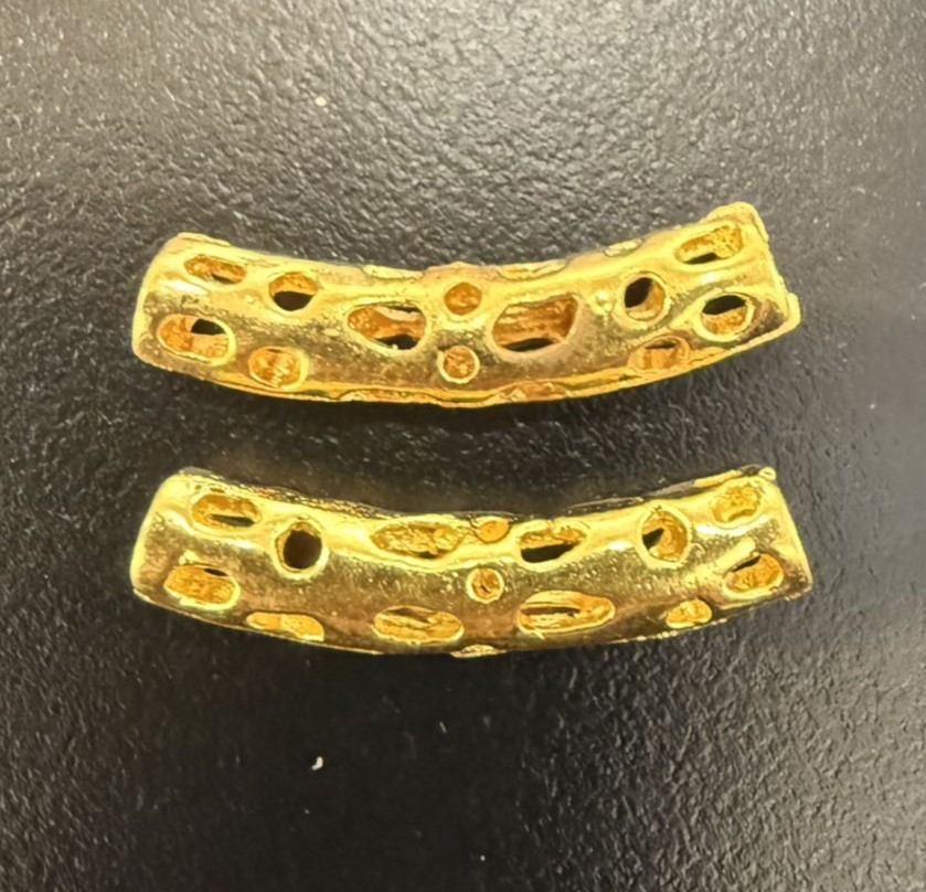 Rør, facetteret,buet, ca. 25x4 mm, FG, 10 stk.