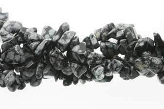 Snowflake Obsidian, chips, 1 streng ca. 90 cm.
