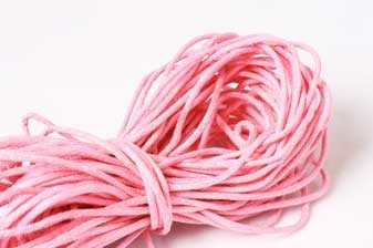 Bomuldssnøre, vokset, pink, 1,5 mm, 10 meter