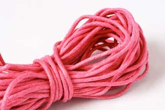 Bomuldssnøre, vokset, mørk pink, 2 mm, 10 meter