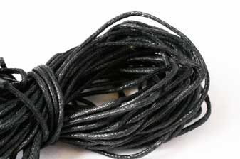 Bomuldssnøre, vokset, sort, 1,5 mm, 10 meter