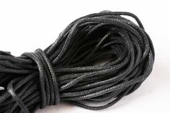 Bomuldssnøre, vokset, sort, 2 mm, 10 meter