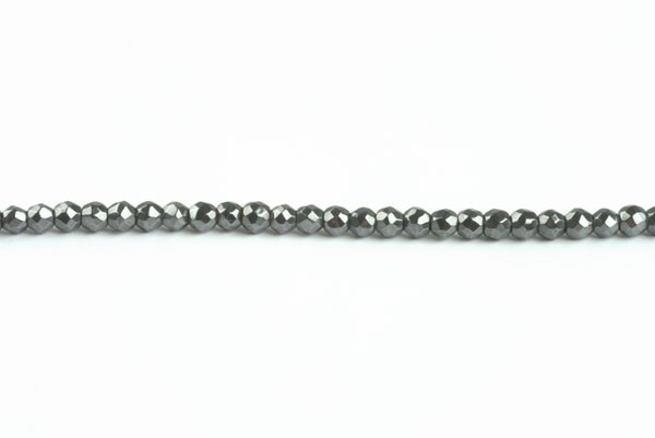 Hæmatit, rund, facet, 2 mm, 1 streng