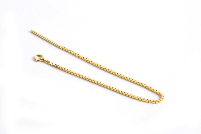 Ørekæde m/øsken, box chain, 100 mm,  FG 925s, 1 par