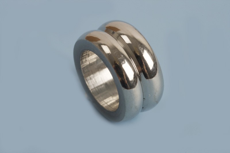 Perle m/riller, 10x5 mm, rustfrit stål, 1 stk.