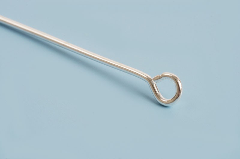Perlestave m/øje, 50x0,6 mm, 925s, 2 stk.